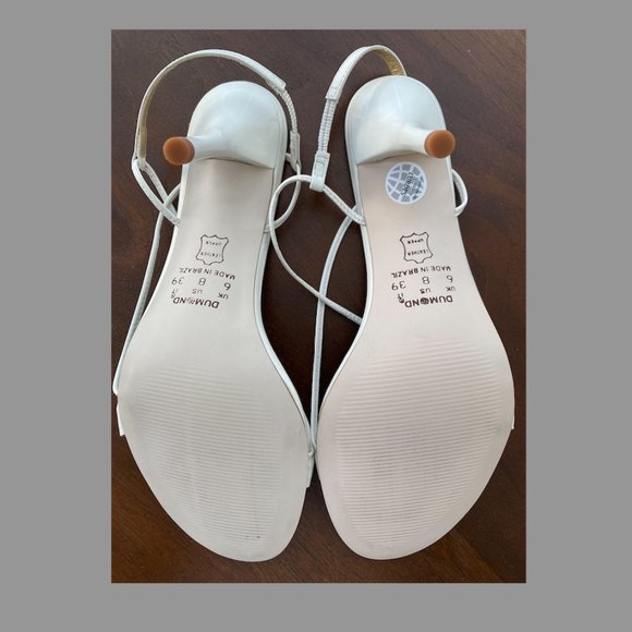 High heeled stappy sandals, size 8, all leather, white colour - Picture 3 of 3